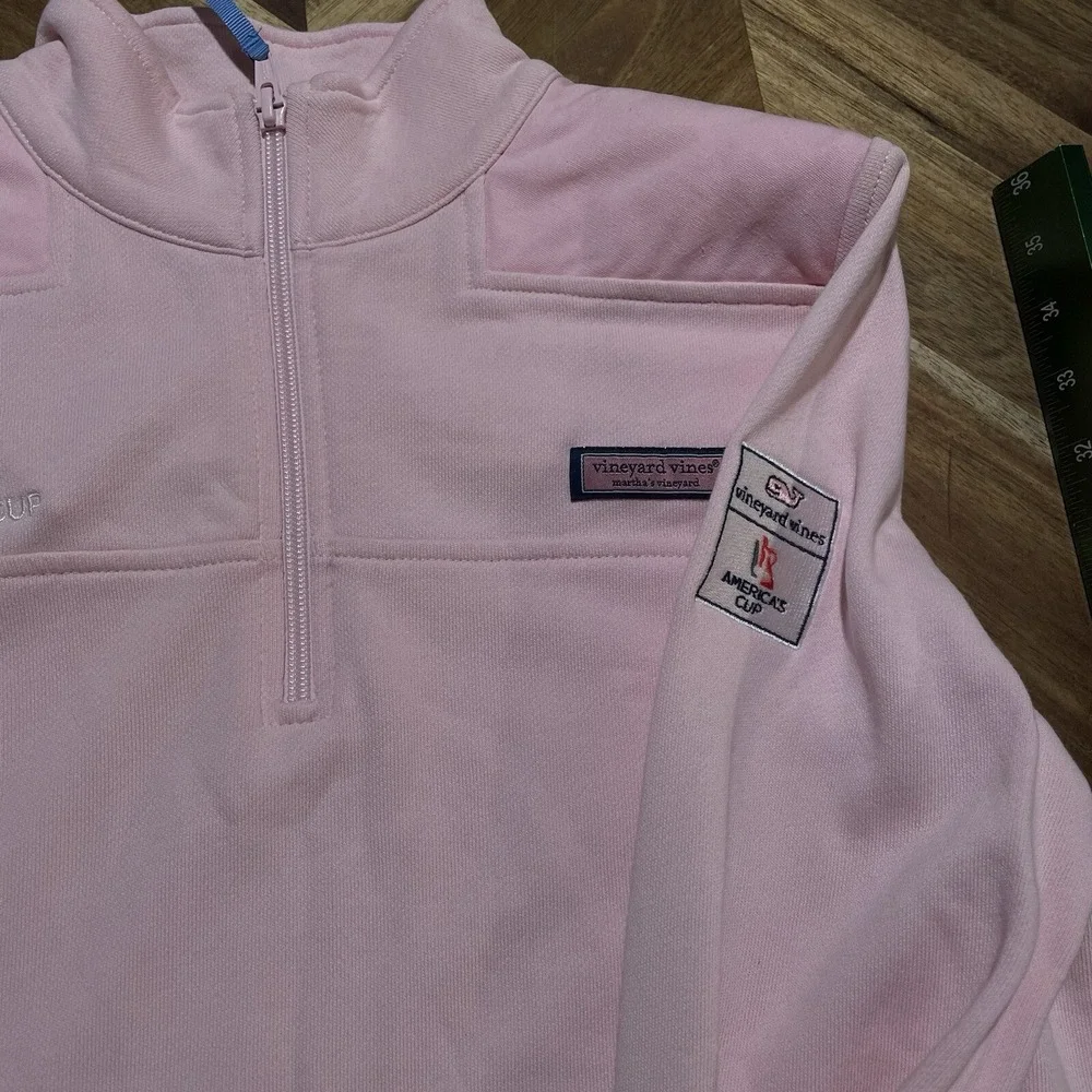 Vinyard Vines‎ Sweater Americas Cup Logos Patch 1/4 Zip Pullover Womens  Small